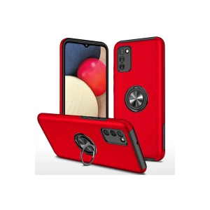 Newface Samsung Galaxy A02S Kılıf Elit Yüzüklü Kapak - Kırmızı