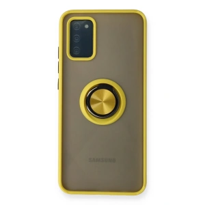 Newface Samsung Galaxy A02S Kılıf Montreal Yüzüklü Silikon Kapak - Sarı