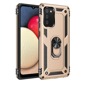 Newface Samsung Galaxy A02S Kılıf Sofya Yüzüklü Silikon Kapak - Gold