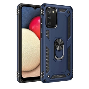 Newface Samsung Galaxy A02S Kılıf Sofya Yüzüklü Silikon Kapak - Lacivert