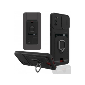 Newface Samsung Galaxy A02S Kılıf Zuma Kartvizitli Yüzüklü Silikon - Siyah