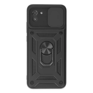 Newface Samsung Galaxy A03 Kılıf Pars Lens Yüzüklü Silikon - Siyah