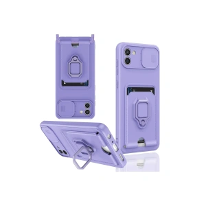 Newface Samsung Galaxy A03 Kılıf Zuma Kartvizitli Yüzüklü Silikon - Lila