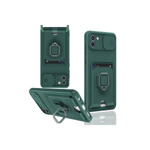 Newface Samsung Galaxy A03 Kılıf Zuma Kartvizitli Yüzüklü Silikon - Yeşil