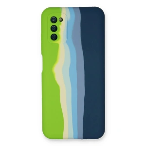 Newface Samsung Galaxy A03S Kılıf Ebruli Lansman Silikon - Yeşil-Koyu Yeşil