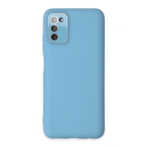 Newface Samsung Galaxy A03S Kılıf Lansman Glass Kapak - Mavi