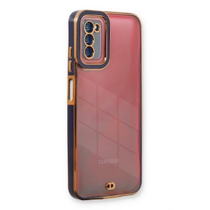 Newface Samsung Galaxy A03S Kılıf Liva Lens Silikon - Mavi