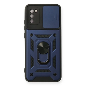 Newface Samsung Galaxy A03S Kılıf Pars Lens Yüzüklü Silikon - Lacivert