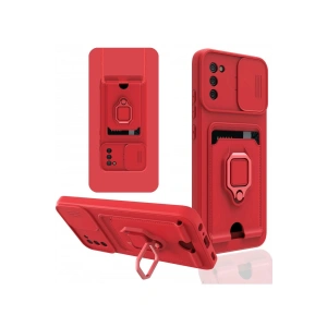 Newface Samsung Galaxy A03S Kılıf Zuma Kartvizitli Yüzüklü Silikon - Kırmızı