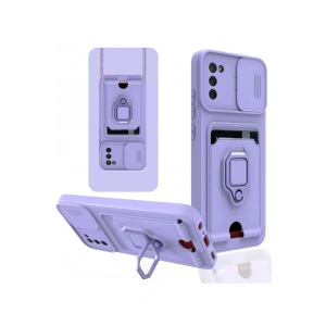 Newface Samsung Galaxy A03S Kılıf Zuma Kartvizitli Yüzüklü Silikon - Lila