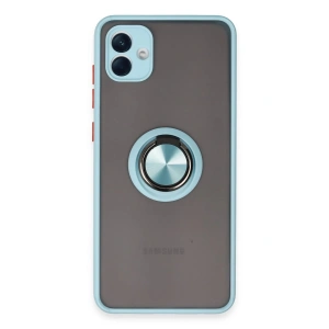 Newface Samsung Galaxy A04 Kılıf Montreal Yüzüklü Silikon Kapak - Buz Mavi