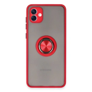 Newface Samsung Galaxy A04 Kılıf Montreal Yüzüklü Silikon Kapak - Kırmızı