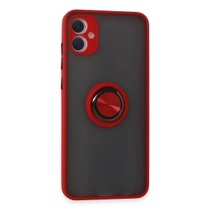 Newface Samsung Galaxy A05 Kılıf Montreal Yüzüklü Silikon Kapak - Kırmızı