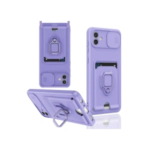 Newface Samsung Galaxy A05 Kılıf Zuma Kartvizitli Yüzüklü Silikon - Lila