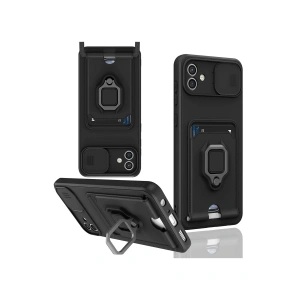 Newface Samsung Galaxy A05 Kılıf Zuma Kartvizitli Yüzüklü Silikon - Siyah