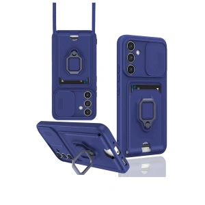 Newface Samsung Galaxy A05S Kılıf Zuma Kartvizitli Yüzüklü Silikon - Lacivert