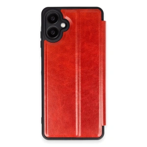 Newface Samsung Galaxy A06 Kılıf Flip Cover - Kırmızı
