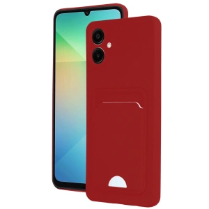 Newface Samsung Galaxy A06 Kılıf Kelvin Kartvizitli Silikon - Kırmızı
