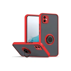 Newface Samsung Galaxy A06 Kılıf Montreal Yüzüklü Silikon Kapak - Kırmızı