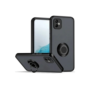 Newface Samsung Galaxy A06 Kılıf Montreal Yüzüklü Silikon Kapak - Siyah