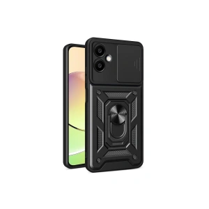 Newface Samsung Galaxy A06 Kılıf Pars Lens Yüzüklü Silikon - Siyah