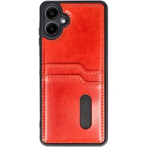 Newface Samsung Galaxy A06 Kılıf Sara Kartvizitli Deri Kılıf - Kırmızı