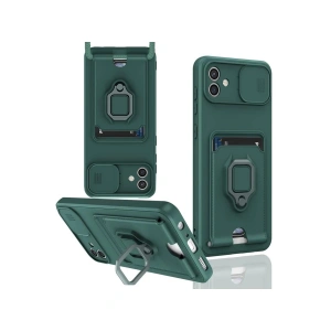 Newface Samsung Galaxy A06 Kılıf Zuma Kartvizitli Yüzüklü Silikon - Yeşil