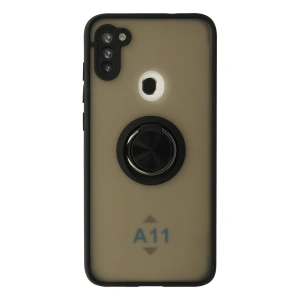Newface Samsung Galaxy A11 Kılıf Montreal Yüzüklü Silikon Kapak - Siyah