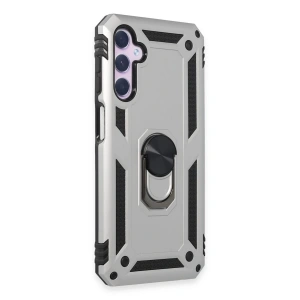 Newface Samsung Galaxy A14 4G Kılıf Sofya Yüzüklü Silikon Kapak - Gümüş