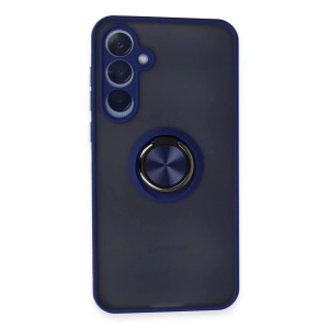 Newface Samsung Galaxy A15 4G Kılıf Montreal Yüzüklü Silikon Kapak - Lacivert