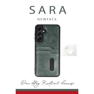 Newface Samsung Galaxy A15 4G Kılıf Sara Kartvizitli Deri Kılıf - Lacivert