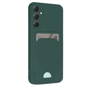 Newface Samsung Galaxy A16 5G Kılıf Kelvin Kartvizitli Silikon - Koyu Yeşil