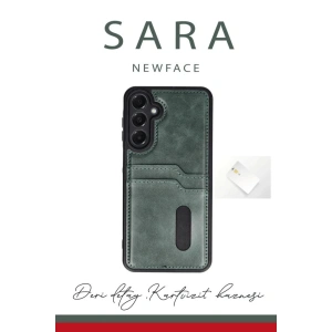 Newface Samsung Galaxy A16 5G Kılıf Sara Kartvizitli Deri Kılıf - Siyah