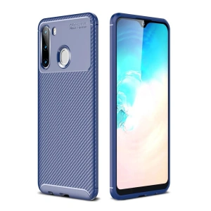 Newface Samsung Galaxy A21 Kılıf Auto Focus Karbon Kapak - Lacivert