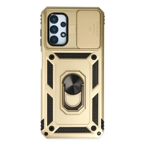 Newface Samsung Galaxy A23 4G Kılıf Pars Lens Yüzüklü Silikon - Gold