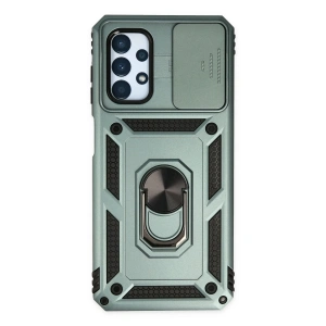 Newface Samsung Galaxy A23 4G Kılıf Pars Lens Yüzüklü Silikon - Yeşil