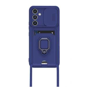 Newface Samsung Galaxy A25 5G Kılıf Zuma Kartvizitli Yüzüklü Silikon - Lacivert