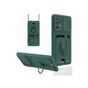 Newface Samsung Galaxy A33 5G Kılıf Zuma Kartvizitli Yüzüklü Silikon - Yeşil