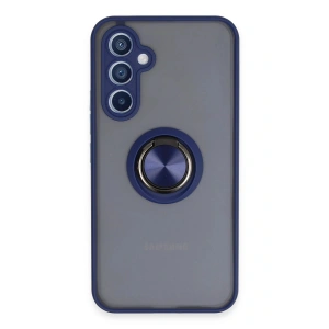 Newface Samsung Galaxy A34 5G Kılıf Montreal Yüzüklü Silikon Kapak - Lacivert