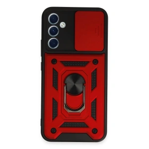 Newface Samsung Galaxy A34 5G Kılıf Pars Lens Yüzüklü Silikon - Kırmızı