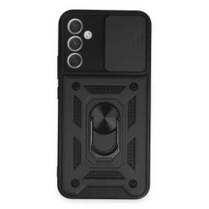 Newface Samsung Galaxy A34 5G Kılıf Pars Lens Yüzüklü Silikon - Siyah