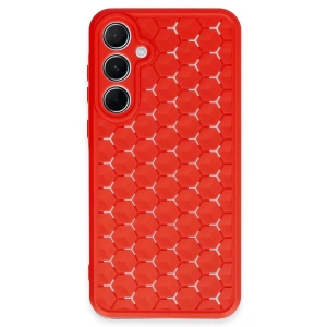 Newface Samsung Galaxy A35 5G Kılıf Petek Silikon Kapak - Kırmızı