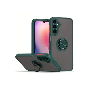 Newface Samsung Galaxy A36 Kılıf Montreal Yüzüklü Silikon Kapak - Yeşil