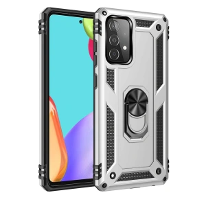 Newface Samsung Galaxy A52 Kılıf Sofya Yüzüklü Silikon Kapak - Gümüş