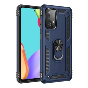 Newface Samsung Galaxy A52 Kılıf Sofya Yüzüklü Silikon Kapak - Lacivert