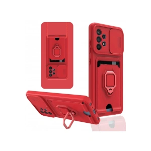 Newface Samsung Galaxy A52 Kılıf Zuma Kartvizitli Yüzüklü Silikon - Kırmızı