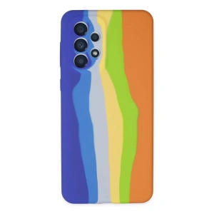 Newface Samsung Galaxy A53 5G Kılıf Ebruli Lansman Silikon - Mavi-Turuncu