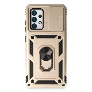 Newface Samsung Galaxy A53 5G Kılıf Pars Lens Yüzüklü Silikon - Gold