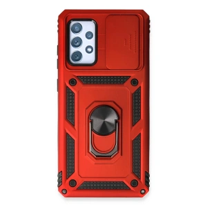 Newface Samsung Galaxy A53 5G Kılıf Pars Lens Yüzüklü Silikon - Kırmızı