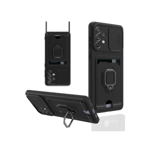 Newface Samsung Galaxy A53 5G Kılıf Zuma Kartvizitli Yüzüklü Silikon - Siyah